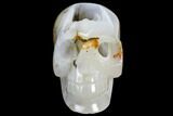 Polished Agate Skull with Druzy Quartz Crystal Pocket #148107-2